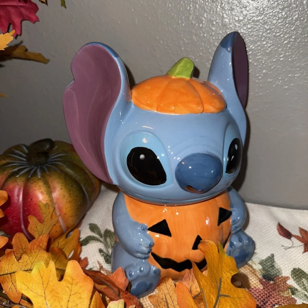 Stitch Halloween Cookie Jar Canister Pumpkin Small Candy Disney Lilo & Stitch